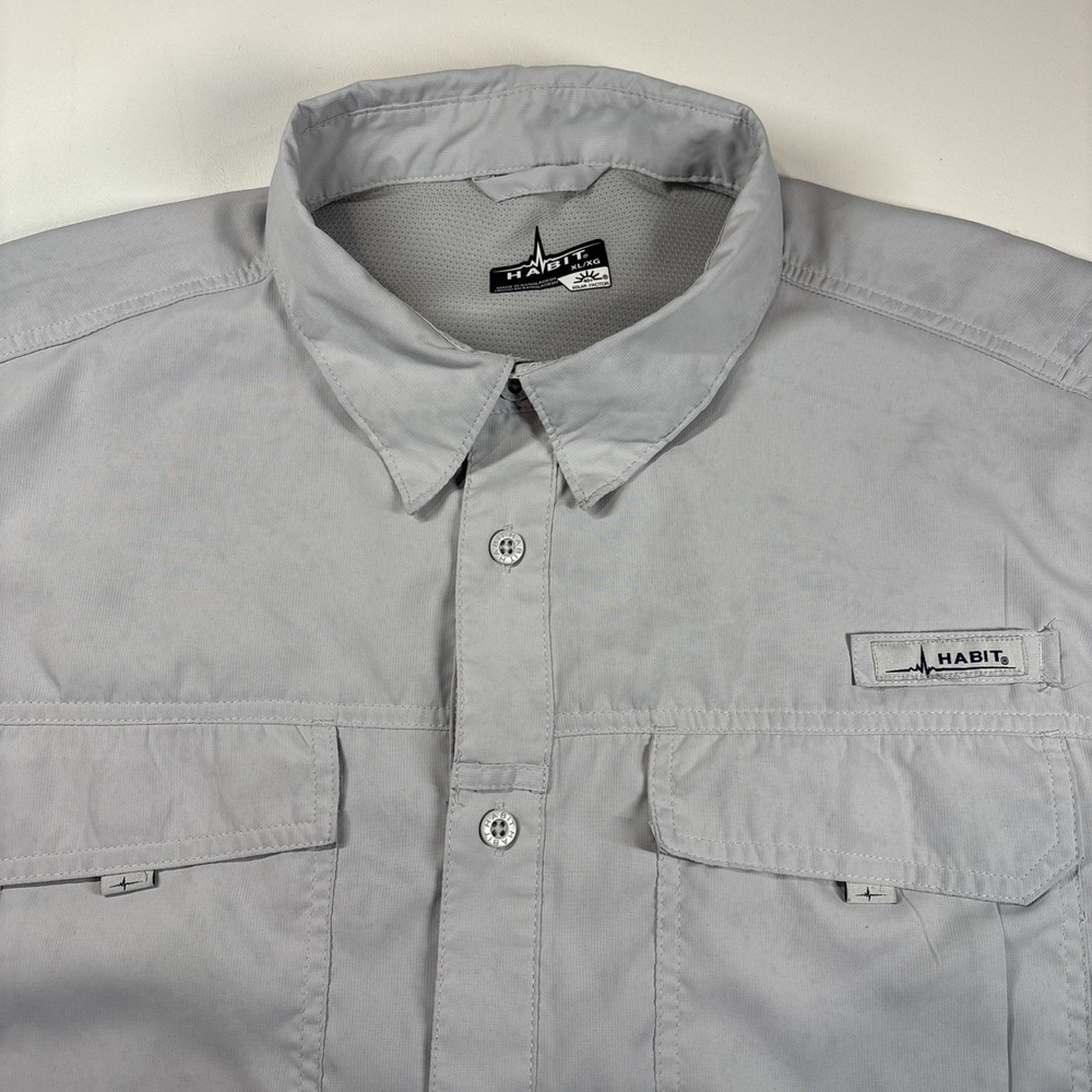 HABIT Forage River Short Sleeve River Guide Fishing Shirt Men XLarge UPF 40+ EUC